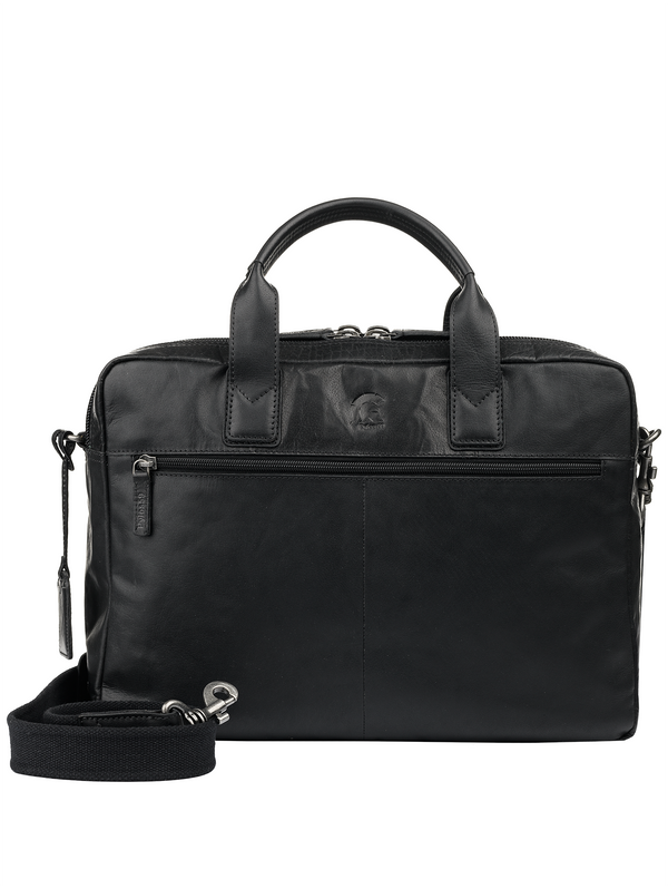 Buy briefcase for Men Black Leather Laptop compartment Pylos59